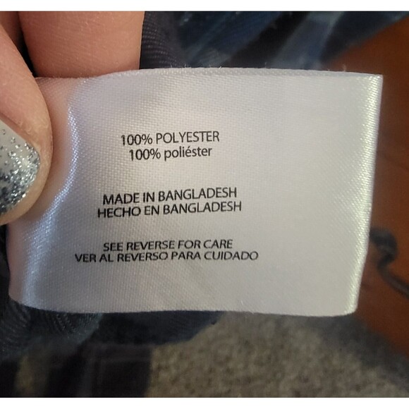 Orvis Shirt Mens XL Blue Purple Plaid Double Pocket Button Down Polyester - Picture 3 of 7